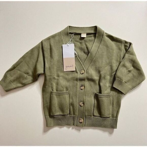 NWT Goumi Kids Artichoke Knit Button Up Sweater SZ 5-6T Toddler Green Cardigan O - Picture 1 of 3